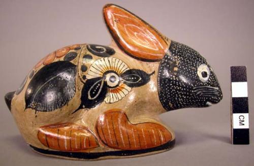 Polychrome burnished rabbit figurine