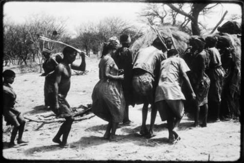 Group of people performing the Eland Dance (copy of color slide 2001.29.8672)