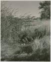 Boys sitting at the edge of a waterhole (print is a cropped image)