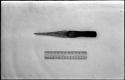 Oukwane's knife, with ruler for measurement