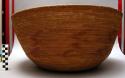 Bundle coiled Cahuilla basketry bowl. Self coiled rim finish. Lines of geometric