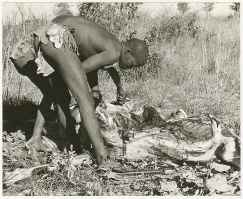 Oukwane and !Gai cutting up a gemsbok (print is a cropped image)