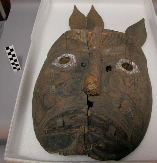 Carved and painted wooden mask