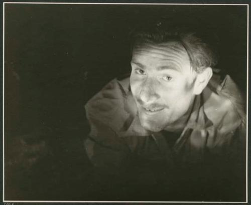 [No folder title]: Heiner Kretzchmar, illuminated by flashlight (print is a cropped image)