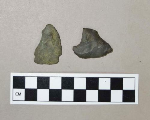 Chipped stone projectile points, broken