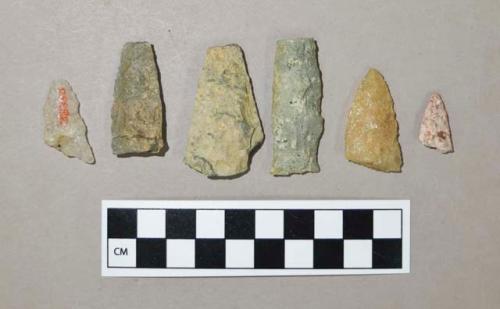 Chipped stone projectile points, broken