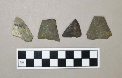 Chipped stone projectile points, broken, including triangular points