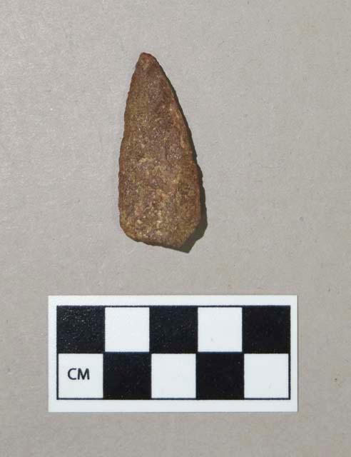 Chipped stone, quartzite projectile point with broken base