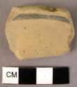 Pottery rim sherd - stripe on rim, thin ware, lustrous paint