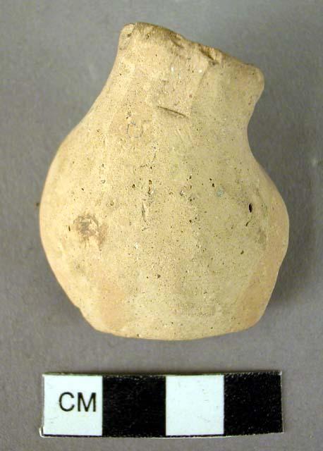 Miniature pottery sauce-boat fragment - painted