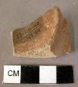 Potsherd - burnished tan, concave base; apparently not slipped