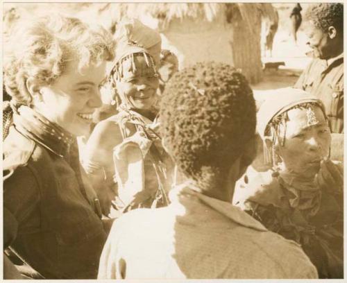 [No folder title]: Group of people standing with Elizabeth Marshall Thomas (print is a cropped image)