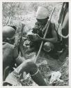 Digging for roots: N!ai examining a root, and another woman digging next to her (print is a cropped image)