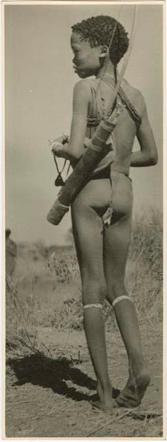 [No folder title]: Boy carrying bow and quiver (print is a cropped image)