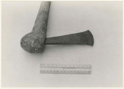 Adz artifacts: Axe head and ruler for measurement (print is a cropped image)