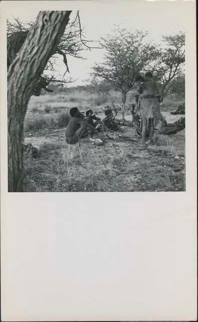 Group of people including ≠Toma, eating tsama melon