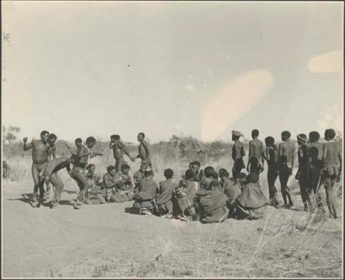 Group of Ju/'hoansi dancing, with "/Gao Music" in trance