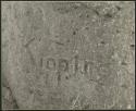 "Names on baobab trees": Name "Kipping" carved into the trunk of a baobab tree, close-up (print is a cropped image)