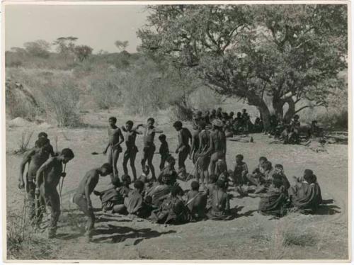 "Daytime dance at Gautscha": Stage of a dance in which the men are dancing, before the medicine men are in trance (print is a cropped image)