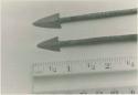 Notched ends of arrows and ruler for measurement



































