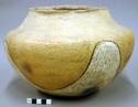 Polychrome pottery jar - brown, yellow, white