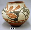 Polychrome pottery bowl - red, black and white