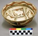 Polychrome pottery bowl - red, white, brown
