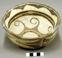 Polychrome pottery bowl - red, white, brown