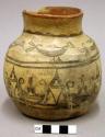 Jar, polacca polychrome style b. animal design.