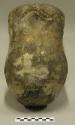 Ceramic complete vessel, raised pattern with punctates on flared neck, flattened
