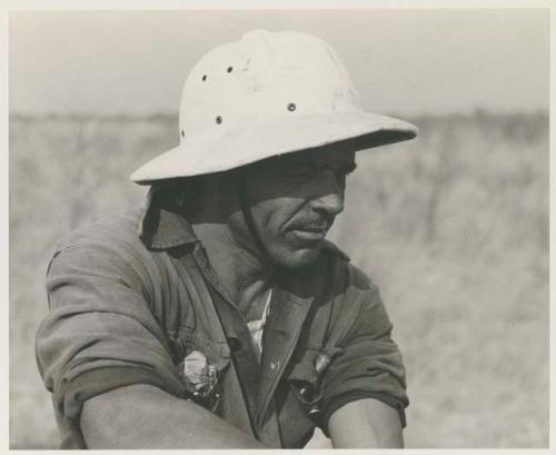 Heinrich Neumann wearing a helmet