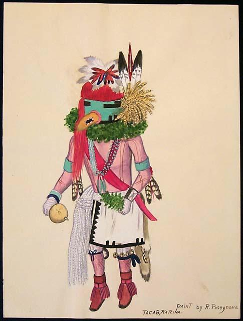 Painting of Navajo katsina man (Tasap katcin-taka)