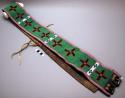 Beaded leather belt. pink, blue and red beads