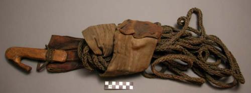 Lashrope with cinch and hook. The rope is braided of deer or caribou skin (?).