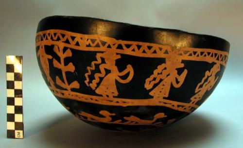 Negative painted black gourd bowl