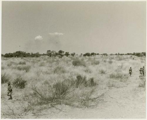 Boys playing in the veld, seen from a distance (print is a cropped image)