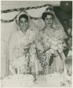 Marguerita Ammann and her bridesmaid, at Marguerita's wedding to Theunis Berger (print is a cropped image)