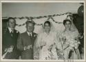 Theunis Berger and Marguerita Ammann at their wedding, accompanied by a bridesmaid and a groomsman (print is a cropped image)