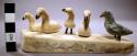 Carving - 4 wooden swans & 2 stone geese