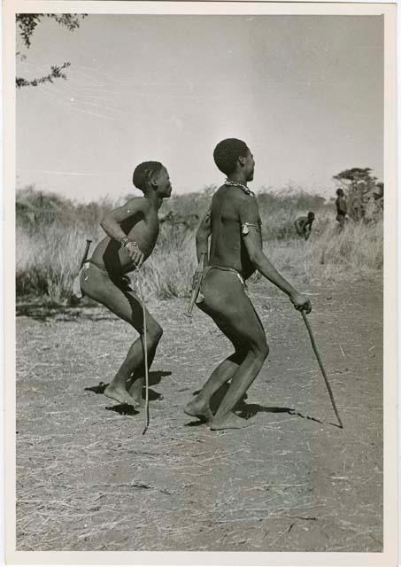 "Daytime Dance at Gautscha 1952, Early in the Dance, approach": Child dancing beside her father (print is a cropped image)