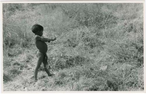 "Boys playing hunting": /Gaishay shooting an arrow (print is a cropped image)