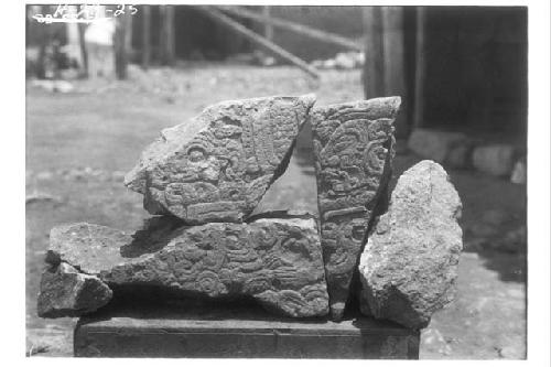 Heiroglyphic fragment of stela from house opposite La Tundacion