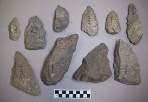 Stone implements, pointed, very rude