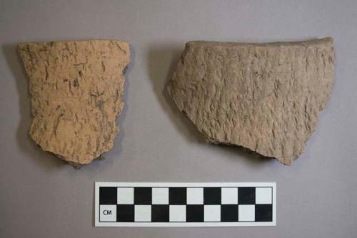 Ceramic, earthenware rim sherds, cord-impressed, grit-tempered