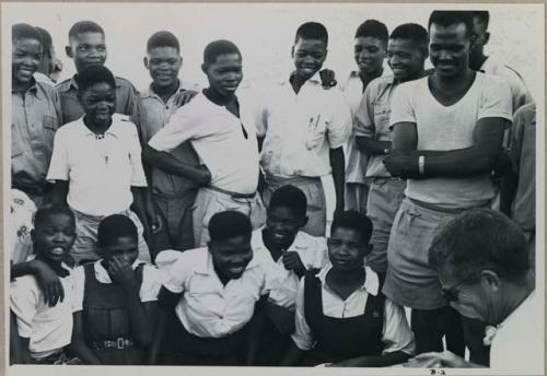 School chorus listening to Nicholas England's recordings



