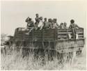 Ju/'hoansi in the bed of a GMC truck (print is a cropped image)