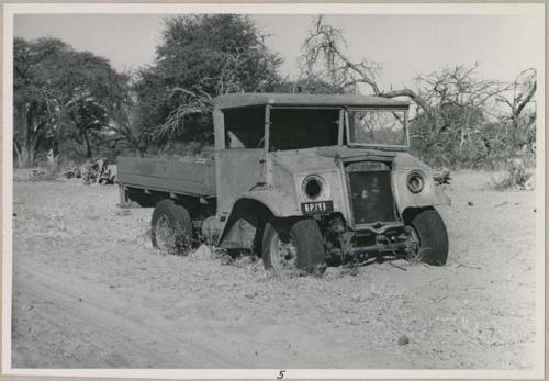 Martinus Drotsky's truck abandoned at the side of the road (print is a cropped image)