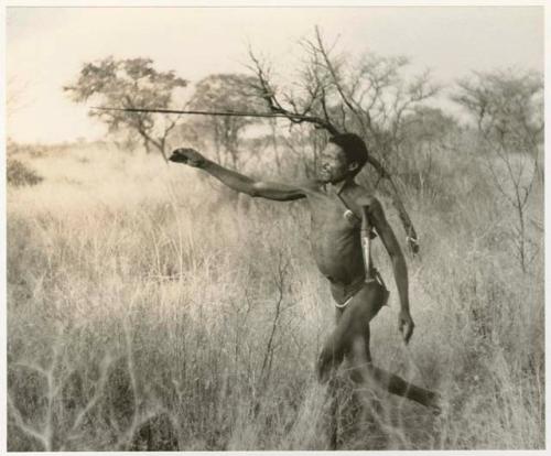 Assegai in the air after leaving "Gao Medicine's" hand (print is a cropped image)