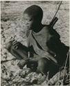 [No folder title]: !Gai crouching in sand, quiver and bow over his shoulder





