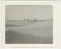 "1950's 400 series": Dune, with three abandoned huts in the distance (print is a cropped image)